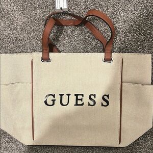 Guess Beige and Brown Tote Bag